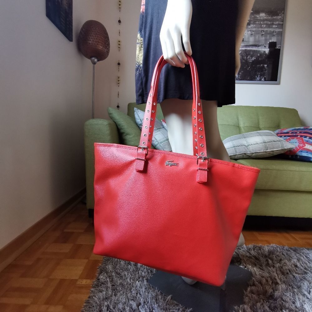 Lacoste tote bag burgundy red